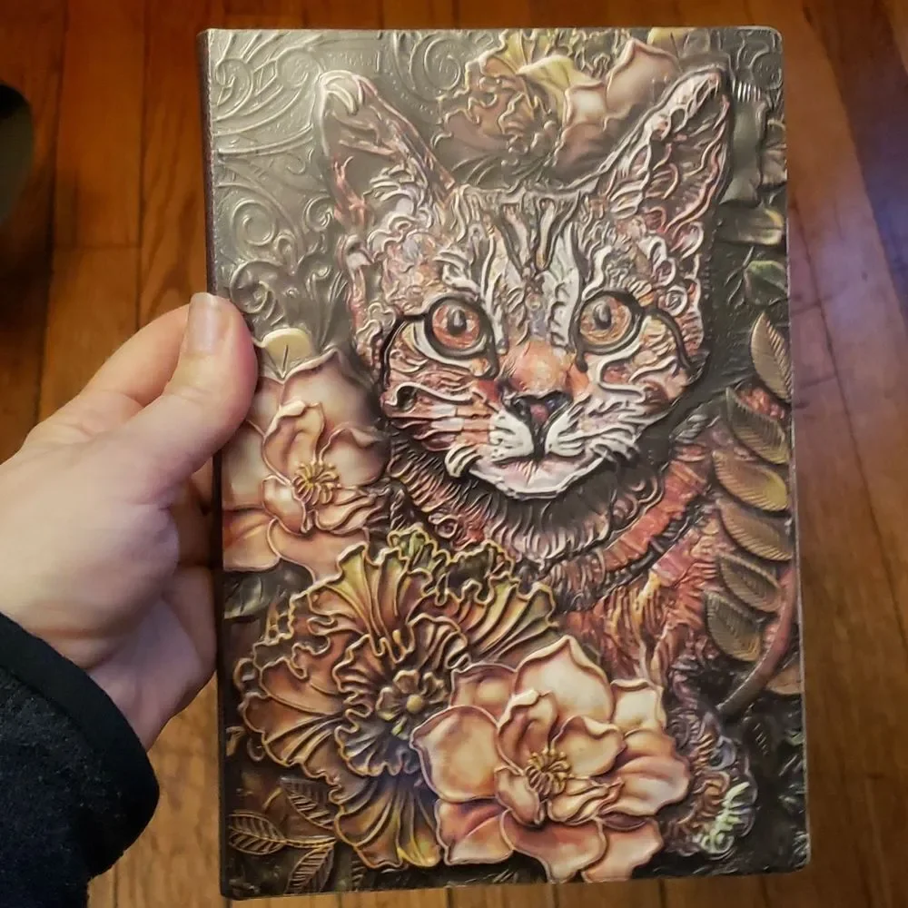 embossed Hardcover cat journal, planner, notebook